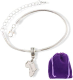 Africa Bracelet | Continent Map Stainless Steel Snake Chain Charm Bracelet