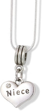EPJ Niece on a Heart with Rhinestone Charm Snake Chain Necklace