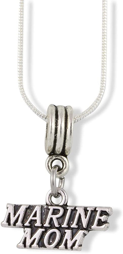 Marine Mom Necklace Pendant Charm Gift for Marines Kids Women Men Girls and Boys Jewelry US Marine Corps Gifts Stuff Accessories Decor USMC