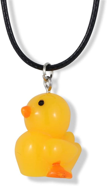 Emerald Park Jewelry Rubber Ducky Charm Black Rope Necklace