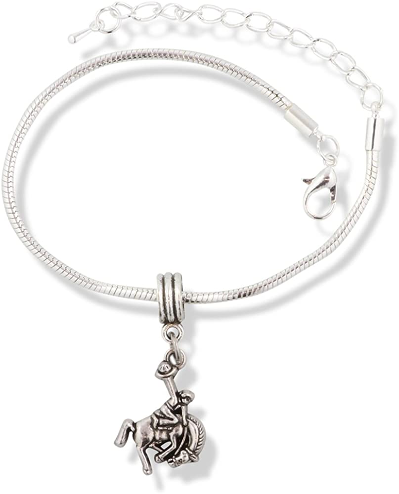 EPJ Bucking Bronco Rodeo Cowboy Snake Chain Charm Bracelet