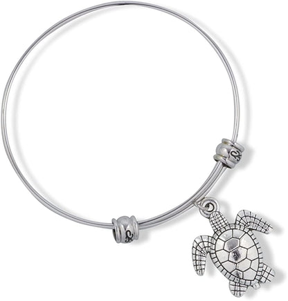 Emerald Park Jewelry Large Sea Turtle 2 Fancy Charm Bangle