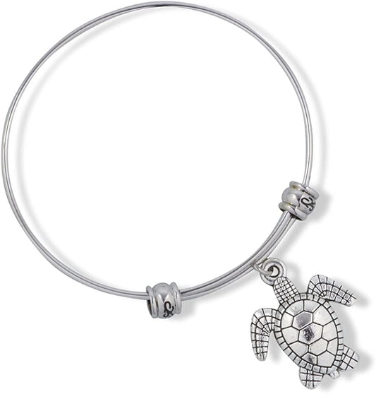Emerald Park Jewelry Large Sea Turtle 2 Fancy Charm Bangle