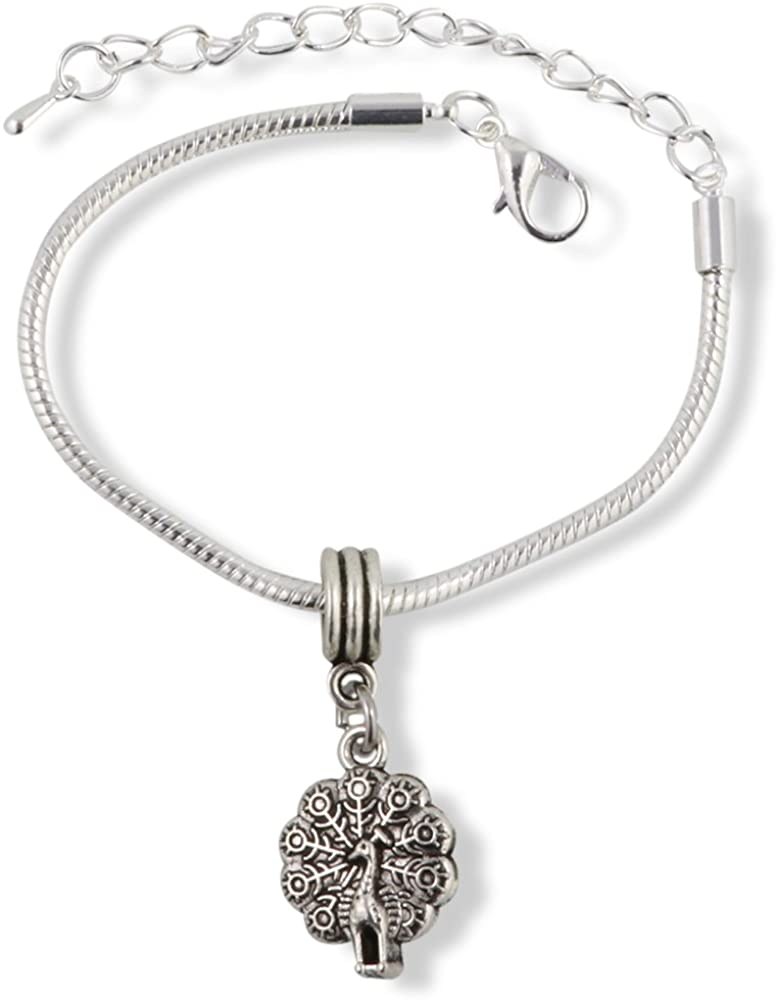 Emerald Park Jewelry Peacock Snake Chain Charm Bracelet