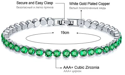 Emerald Park Jewelry Tennis Bracelet AAA Cubic Zirconia Blue Green Pink White