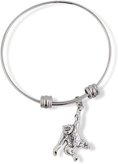 Emerald Park Jewelry Monkey Hanging by One Arm Fancy Charm Bangle