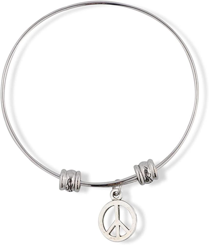 Emerald Park Jewelry Peace Outline Fancy Charm Bangle