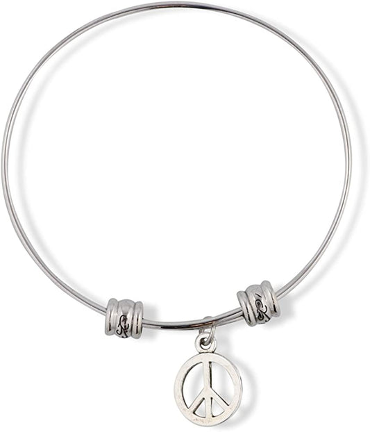 Emerald Park Jewelry Peace Outline Fancy Charm Bangle