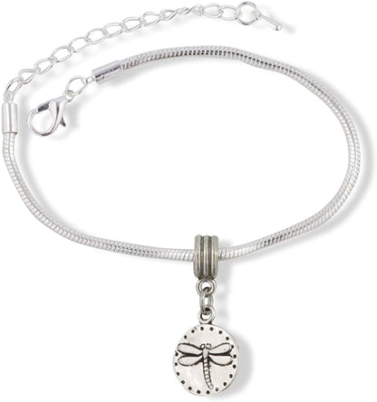 Dragonfly on Circle Snake Chain Charm Bracelet