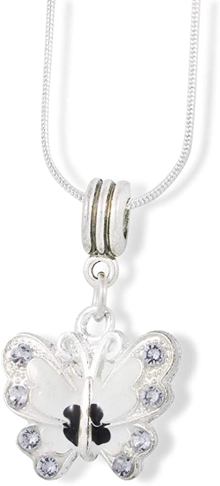 Emerald Park Jewelry Butterfly with Coloured Enamel Charm Snake Chain Necklace