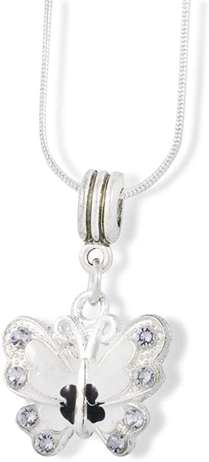Emerald Park Jewelry Butterfly with Coloured Enamel Charm Snake Chain Necklace