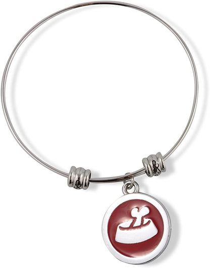 Emerald Park Jewelry Dog Food Bowl Bone in Dish Red and Silver Fancy Charm Bangle
