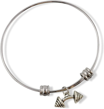 Dumbbell Bracelet Bangle Jewelry Jewlry Barbell Fitness Charm Accessories Stuff Gift for Kids Men Women Boys Girls Decor Strength Weight Lifting Bodybuilding Gym Wear Dumbbell Gifts Bent Dumbbell