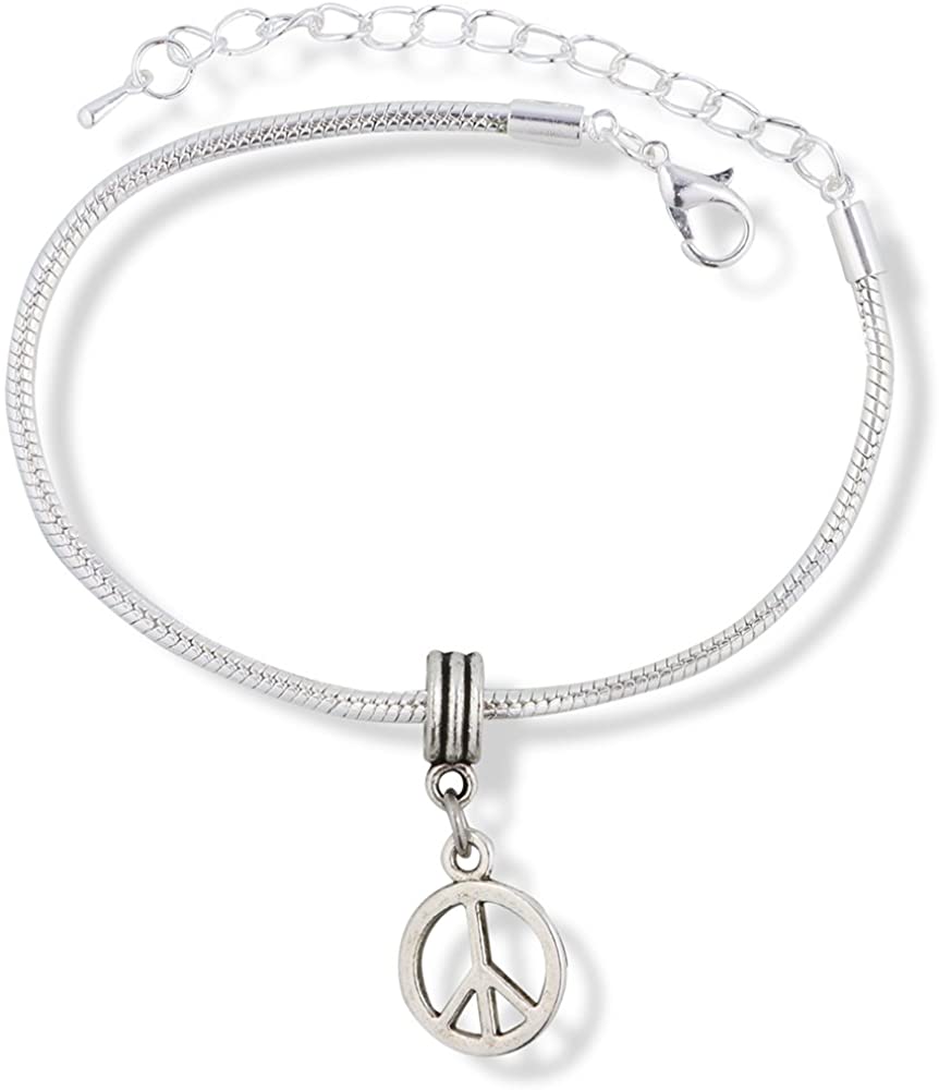Emerald Park Jewelry Peace Outline Snake Chain Charm Bracelet