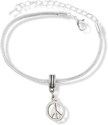 Emerald Park Jewelry Peace Outline Snake Chain Charm Bracelet