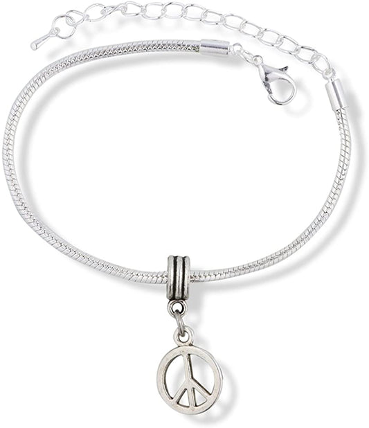 Emerald Park Jewelry Peace Outline Snake Chain Charm Bracelet