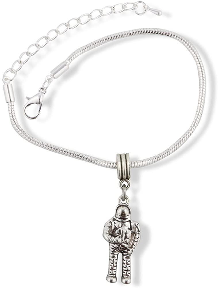 Astronaut Bracelet | Spaceman Space Suit Stainless Steel Snake Chain Charm Bracelet