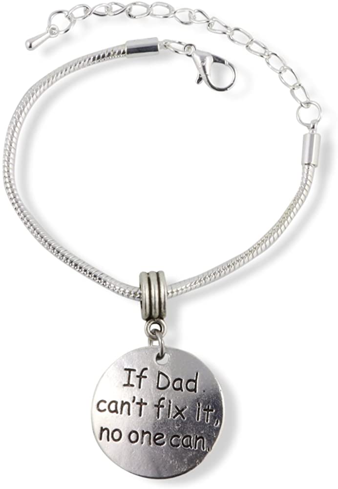 If Dad Can't Fix It No One Can Snake Chain Charm Bracelet