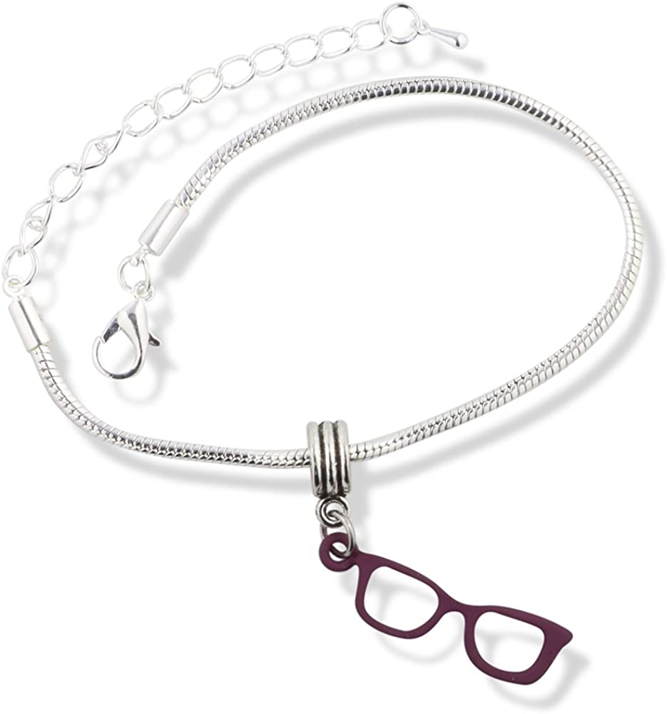 Eye Glasses Frame Snake Chain Charm Bracelet