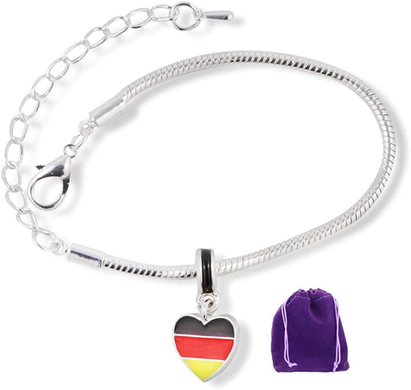 Emerald Park Jewelry German Flag on Heart Snake Chain Charm Bracelet