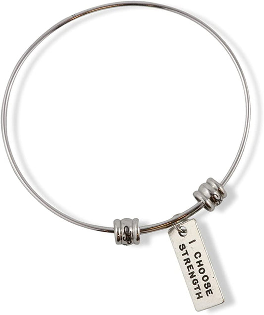 I Choose Strength Bracelet | Inspirational Saying Fancy Charm Bangle
