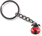 Ladybug Black and Red with Four Black Dots No Legs and Two Antenna Charm Keychain