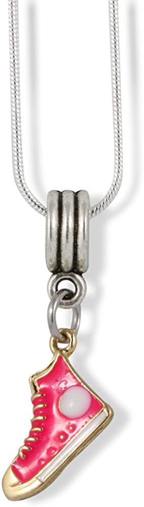 Emerald Park Jewelry Pink Running Shoe Charm Snake Chain Necklace