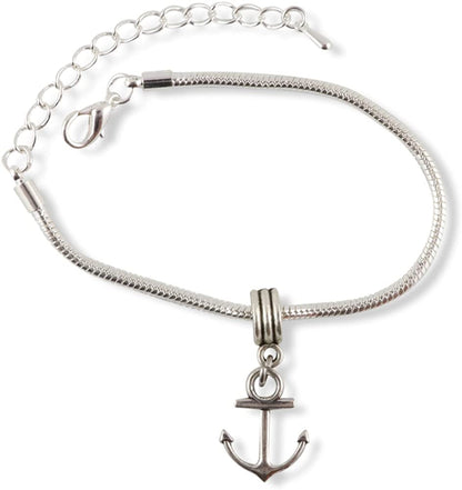 Boat Anchor Charm Bracelet with Stainless Steel Snake Chain