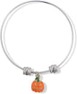 EPJ Pumpkin Jack O Lantern Orange with Green Stem Fancy Charm Bangle