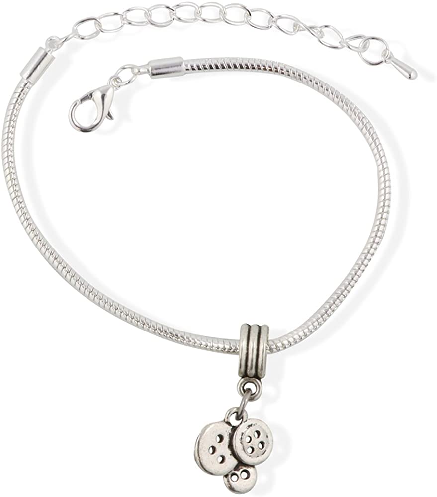 Sewing Buttons Snake Chain Charm Bracelet