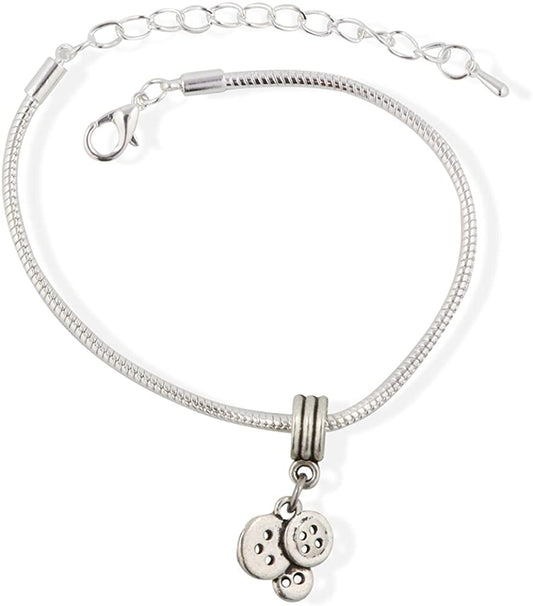 Sewing Buttons Snake Chain Charm Bracelet