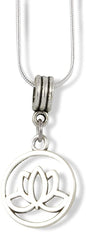 Emerald Park Jewelry Lotus Necklace | Lotus Flower in a Circle Charm Snake Chain Pendant