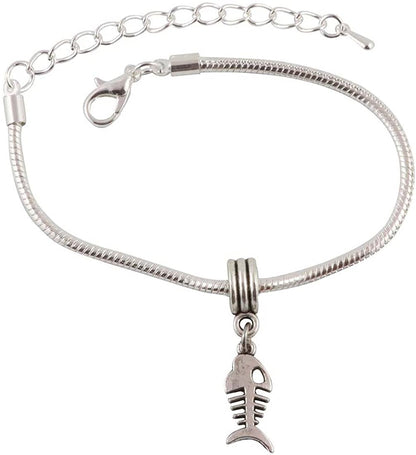 Emerald Park Jewelry Fish Bones Skeleton Snake Chain Charm Bracelet
