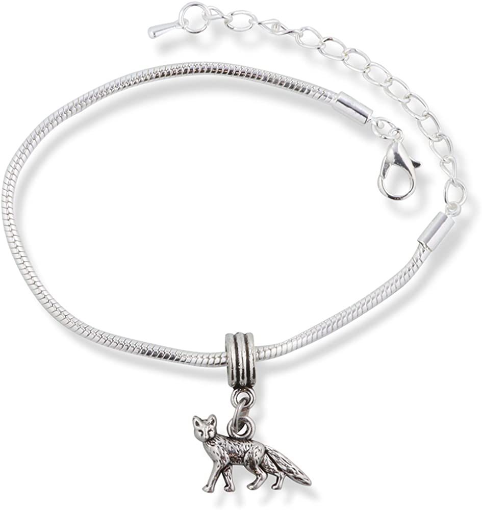 Emerald Park Jewelry Fox Small One Sided Snake Chain Charm Bracelet