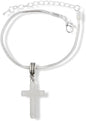 Emerald Park Jewelry Cross Plastic Snake Chain Charm Bracelet (White)