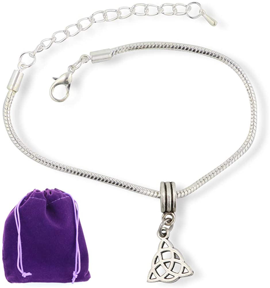 Celtic Bracelet | Triquetra Symbol Stainless Steel Snake Chain Charm Bracelet