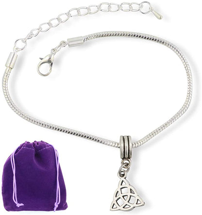 Celtic Bracelet | Triquetra Symbol Stainless Steel Snake Chain Charm Bracelet