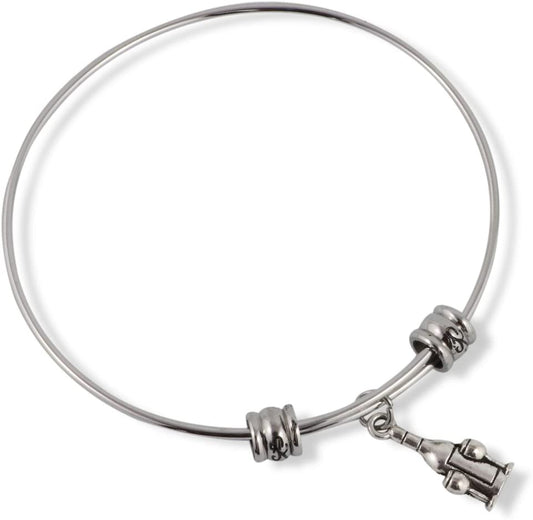 Emerald Park Jewelry Wine Bottle with Two Wine Glasses Fancy Charm Bangle