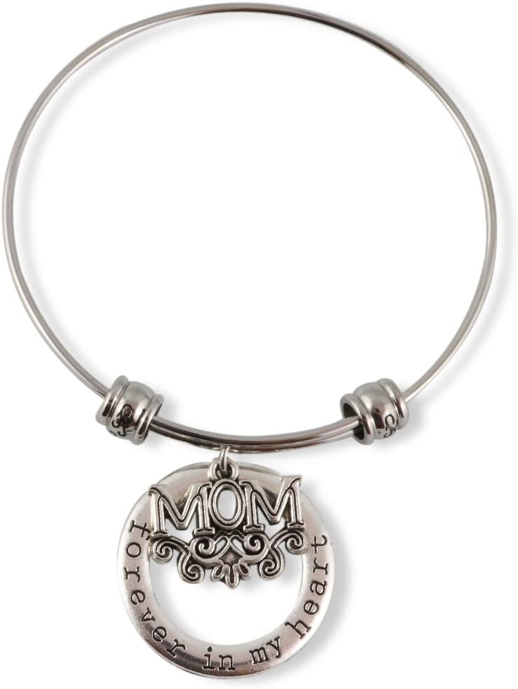 Emerald Park Jewelry Mom with Scrolls with Separate Piece Forever in My Heart Fancy Bangle