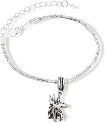 Emerald Park Jewelry Anubis Dog Egyptian God Snake Chain Charm Bracelet