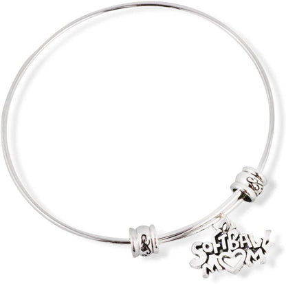 Emerald Park Jewelry Softball Mom Fancy Charm Bangle