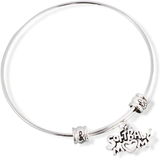 Emerald Park Jewelry Softball Mom Fancy Charm Bangle