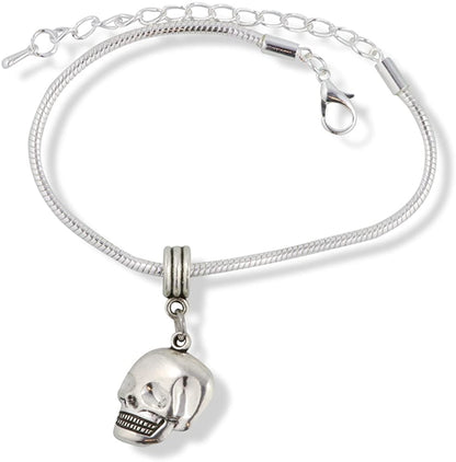 Smiling Skull Snake Chain Charm Bracelet