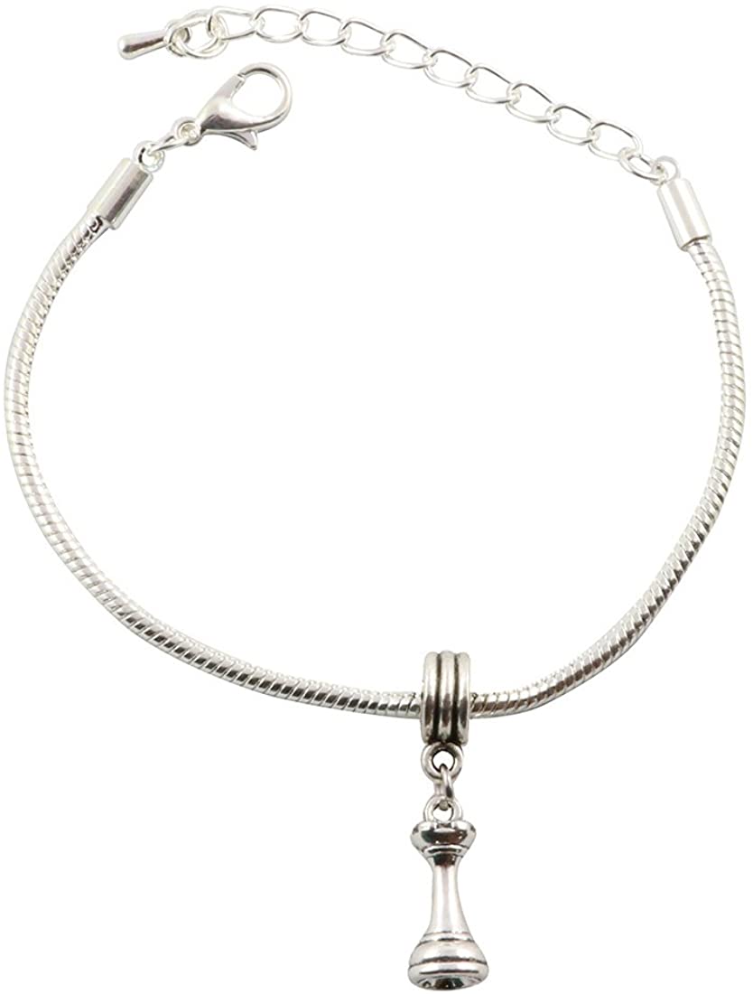 Rook Chess Piece Snake Chain Charm Bracelet
