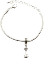 Rook Chess Piece Snake Chain Charm Bracelet
