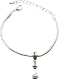 Rook Chess Piece Snake Chain Charm Bracelet