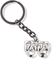 Drama Mask Keychain | Tragedy Comedy Mask Thespian Mask Charm Jewelry Theatre Theater Gift for Women Men Boys Girls Actors and Actress
