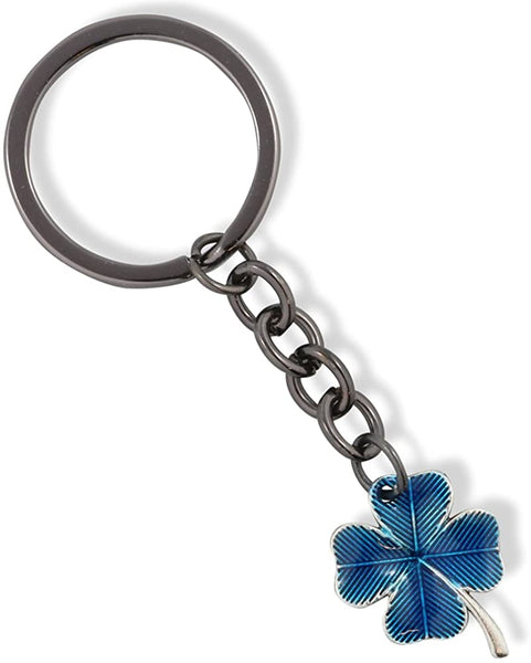 Emerald Park Jewelry Four Leaf Clover Blue Tint Charm Keychain