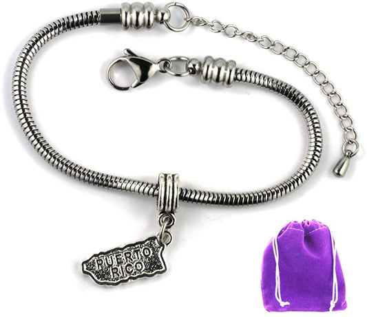 Puerto Rico Bracelet | Stainless Steel Snake Chain Bracelet