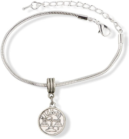 Emerald Park Jewelry Libra Astrology Sign Snake Chain Charm Bracelet